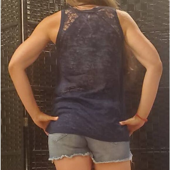 Col story burnout lace trim tank top navy blue - Picture 8 of 8